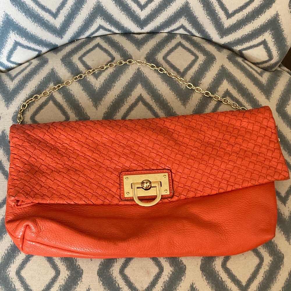 Banana Republic Chic Orange Woven Clutch Bag 🌸